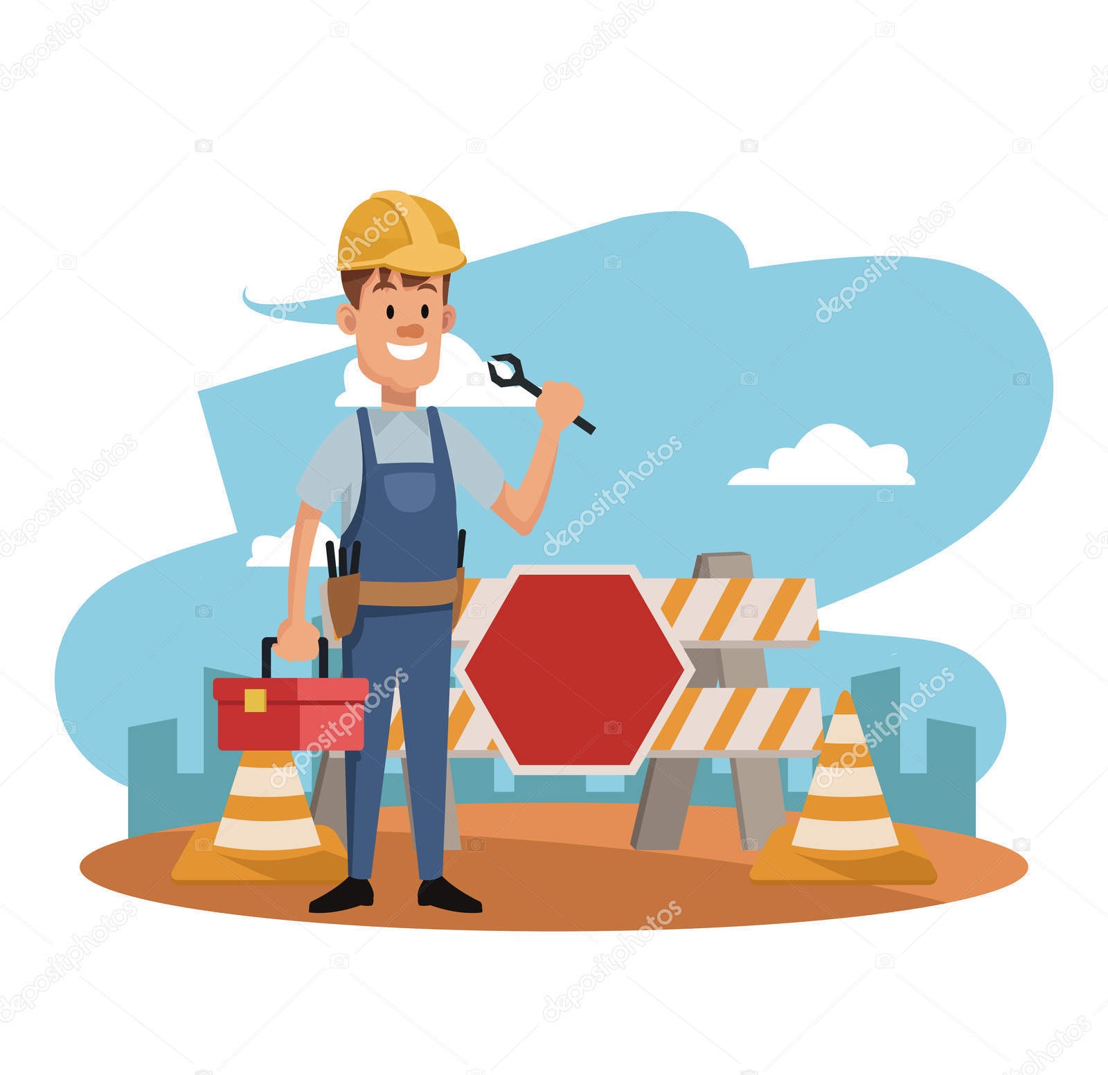 Worker at construction zone